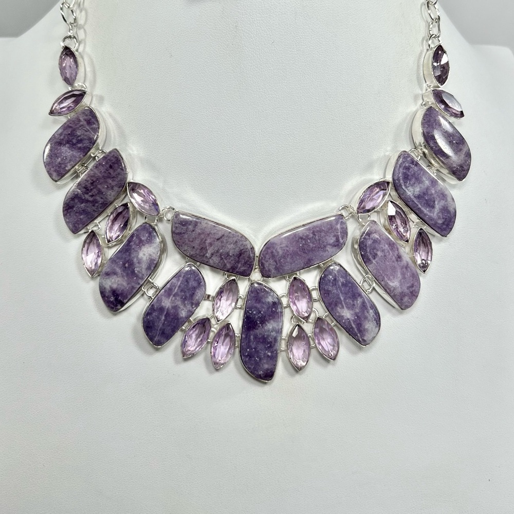 Lepidolite 925 Large Gemstone Necklace